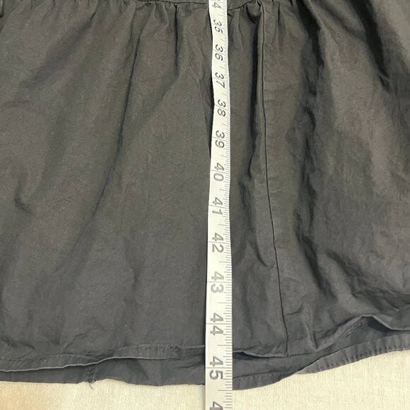 O.P.T. Black Cotton Puff Sleeve Midi Dress L Open Back Cottagecore Square Neck - Picture 9 of 9